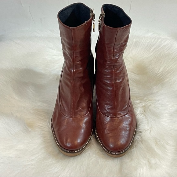 Juicy Couture Maroon Wedge Leather Ankle Bootie - Picture 5 of 8